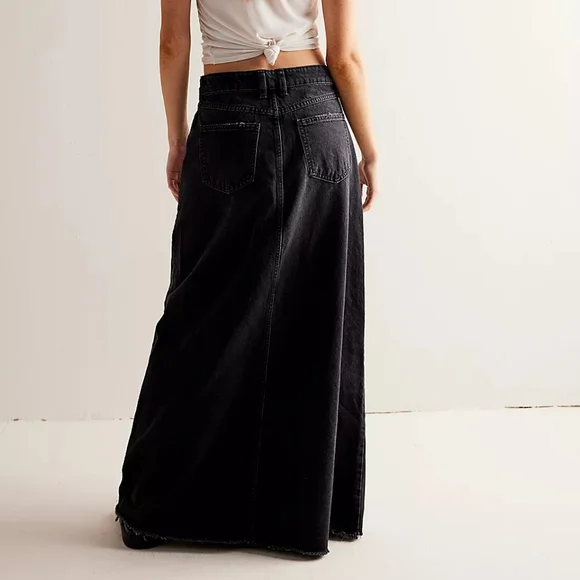 Free People We the Free Come As You Are Denim Maxi Skirt - Picture 3 of 9